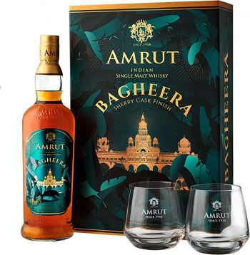 Amrut, Bagheera, Gift Set with two glasses 46% 700ml