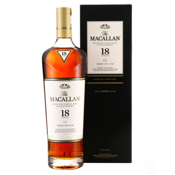 The Macallan Sherry Oak Cask 18 Year Old Single Malt Scotch Whisky (700ml)  2022 Release