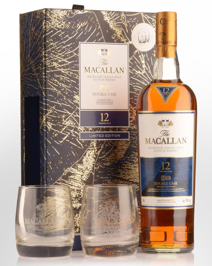 The Macallan Double Cask 12 Year Old Single Malt Scotch Whisky Gift Pack with 2 Glasses (700ml only 1 pack )